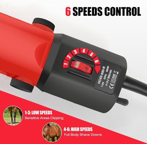 Horse Clippers, 600W Professional Heavy Duty Horse Body Clippers, 6-Speeds Large Livestock Clippers for Body Clipping Horse Equine Cattle and Thick Coat Animals in Kuwait