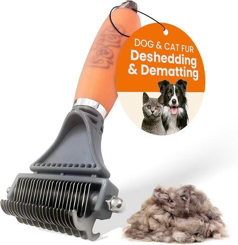 Gopets deseshedding & dematting مشط للكلاب ، وفرشاة القطط ، وفرشاة تحطيم للسرقة ، والتشابك ، والسكان ، وشفرات الفولاذ المقاوم للصدأ ، ومقبض مريح ، مثالي لجميع أنواع السلالات وأنواع المعطف in Kuwait