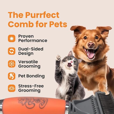 Gopets deseshedding & dematting مشط للكلاب ، وفرشاة القطط ، وفرشاة تحطيم للسرقة ، والتشابك ، والسكان ، وشفرات الفولاذ المقاوم للصدأ ، ومقبض مريح ، مثالي لجميع أنواع السلالات وأنواع المعطف in Kuwait