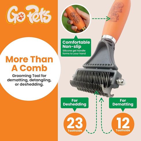 Gopets deseshedding & dematting مشط للكلاب ، وفرشاة القطط ، وفرشاة تحطيم للسرقة ، والتشابك ، والسكان ، وشفرات الفولاذ المقاوم للصدأ ، ومقبض مريح ، مثالي لجميع أنواع السلالات وأنواع المعطف in Kuwait
