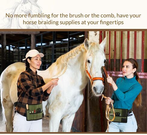 Horse Braiding Kit with Belt Horse, Rug Hook, Pin Brush, Thread Cutter, Mane Comb, Hair Clips, and Rubber Bands for Western Horse Party in Saudi Arabia