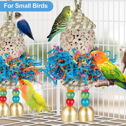 Bird Toys,2PCS Conure Toys Hanging Natural Soft Sola Ball Beak Chew Shred Forage Toys for Parrots,Cockatiel,Conure,Love Birds,Parakeets,Budgie and Other Small Birds in Kuwait