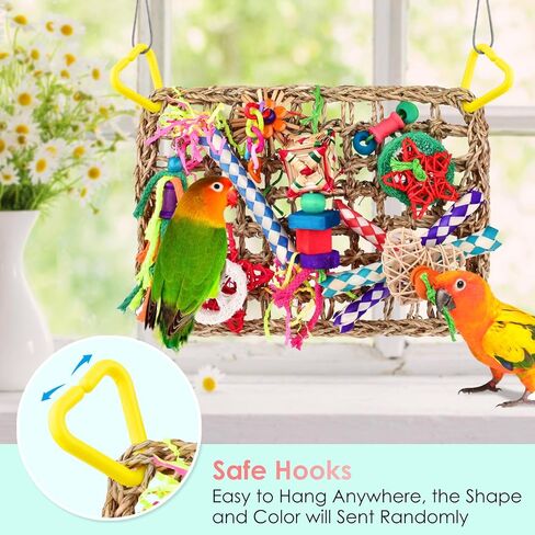 KATUMO Bird Toys, Large-Sized Parrot Foraging Wall Grass Mat Conure Chewing Hanging Toys Cockatiel Climb Hammock Parakeet Toys for Small-Medium Birds in Saudi Arabia