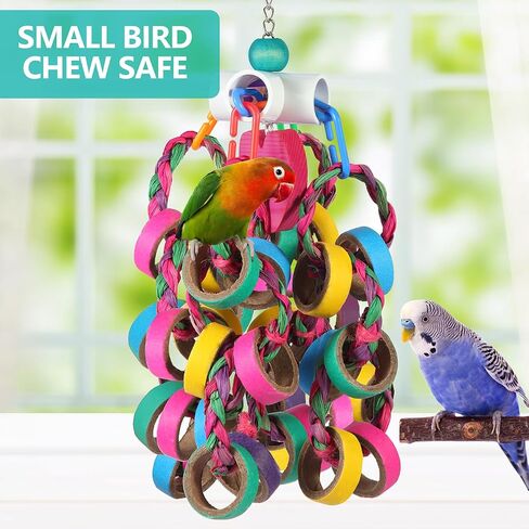 lovyoCoCo Bird Toys Conure Toys,Bird Parrot Foraging Shredder 24 Pcs Colorful Bagel Chewy Rings for Small Parrots Parakeets Conures Cockatiels Love Bird Cage Accessies (W) in Kuwait