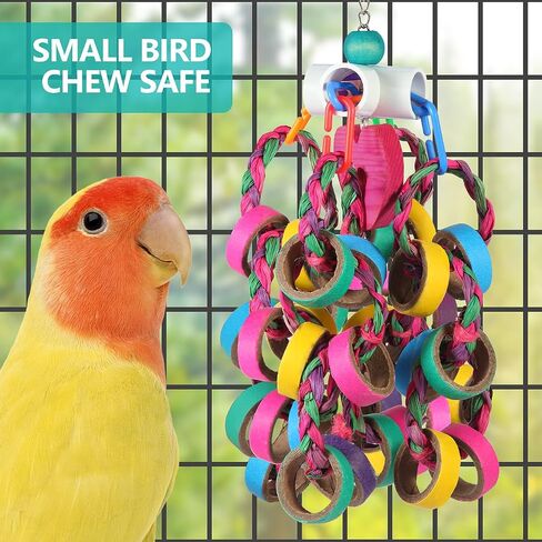 lovyoCoCo Bird Toys Conure Toys,Bird Parrot Foraging Shredder 24 Pcs Colorful Bagel Chewy Rings for Small Parrots Parakeets Conures Cockatiels Love Bird Cage Accessies (W) in Kuwait