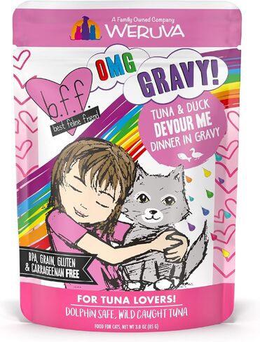 Weruva B.F.F. OMG - Best Feline Friend Oh My Gravy!, Rainbow A Gogo Variety Pack! Cat Food, 3oz Pouch (Pack of 12) in Saudi Arabia