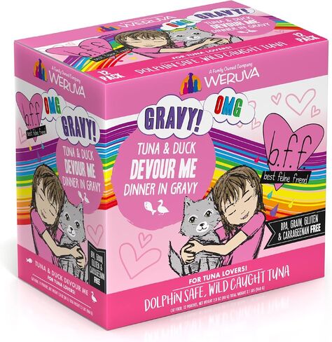 Weruva B.F.F. OMG - Best Feline Friend Oh My Gravy!, Rainbow A Gogo Variety Pack! Cat Food, 3oz Pouch (Pack of 12) in Saudi Arabia