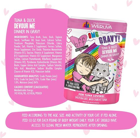 Weruva B.F.F. OMG - Best Feline Friend Oh My Gravy!, Rainbow A Gogo Variety Pack! Cat Food, 3oz Pouch (Pack of 12) in Saudi Arabia