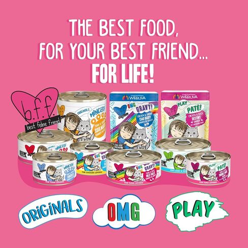 Weruva B.F.F. OMG - Best Feline Friend Oh My Gravy!, Rainbow A Gogo Variety Pack! Cat Food, 3oz Pouch (Pack of 12) in Saudi Arabia