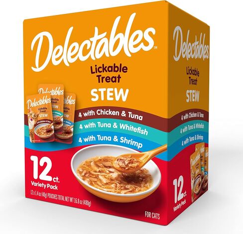 Hartz Delectables Sweatable Cat Treats for البالغين وكبار القطط ، حزمة متنوعة ، 1.4 أونصة (حزمة 12) in Kuwait