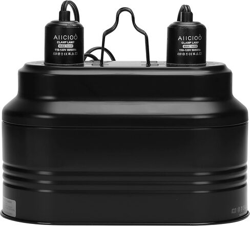 AIICIOO مضاعفة الإضاءة الزواحف المزدوجة - مصباح تسرب التنين الملتحي مصباح زواحف مزدوج القبة أقصى 160 واط Terrarium UVB الضوء الزواحف لخزان السلطعون الخزان السلطعون بالسلاحف in Kuwait