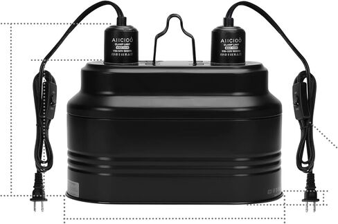 AIICIOO مضاعفة الإضاءة الزواحف المزدوجة - مصباح تسرب التنين الملتحي مصباح زواحف مزدوج القبة أقصى 160 واط Terrarium UVB الضوء الزواحف لخزان السلطعون الخزان السلطعون بالسلاحف in Kuwait