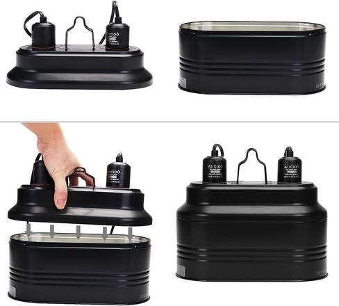 AIICIOO مضاعفة الإضاءة الزواحف المزدوجة - مصباح تسرب التنين الملتحي مصباح زواحف مزدوج القبة أقصى 160 واط Terrarium UVB الضوء الزواحف لخزان السلطعون الخزان السلطعون بالسلاحف in Kuwait