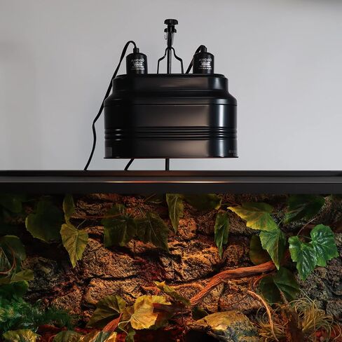 AIICIOO مضاعفة الإضاءة الزواحف المزدوجة - مصباح تسرب التنين الملتحي مصباح زواحف مزدوج القبة أقصى 160 واط Terrarium UVB الضوء الزواحف لخزان السلطعون الخزان السلطعون بالسلاحف in Kuwait