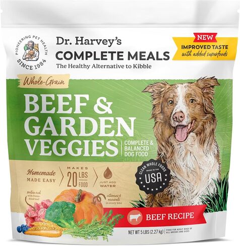 Dr. Harvey's Beef & Garden Veggies Dog Food, Human Grade Whole-Grain Dehydrated Dog Food with Freeze-Dried Beef (5 Pounds) in Kuwait
