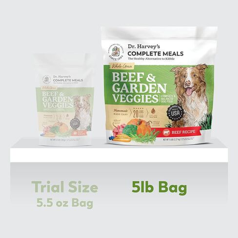 Dr. Harvey's Beef & Garden Veggies Dog Food, Human Grade Whole-Grain Dehydrated Dog Food with Freeze-Dried Beef (5 Pounds) in Kuwait