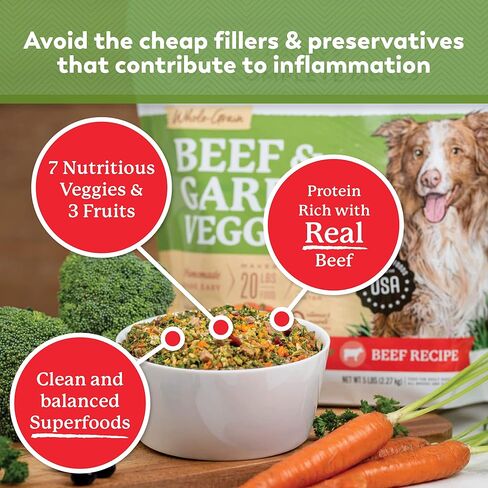 Dr. Harvey's Beef & Garden Veggies Dog Food, Human Grade Whole-Grain Dehydrated Dog Food with Freeze-Dried Beef (5 Pounds) in Kuwait