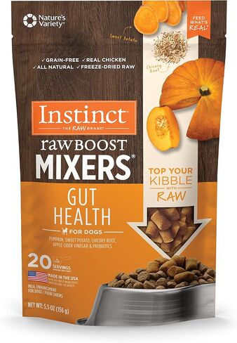Instinct Raw Boost Mixers, Freeze Dried Dog Food Topper with Functional Ingredients, Grain Free, Real Chicken - Gut Health , 5.5 oz. Bag in Saudi Arabia