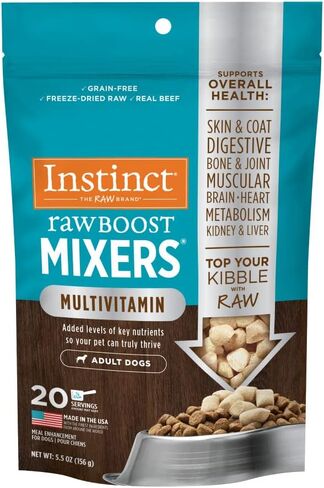 Instinct Raw Boost Mixers, Freeze Dried Dog Food Topper with Functional Ingredients, Grain Free, Real Chicken - Gut Health , 5.5 oz. Bag in Kuwait