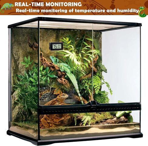 Reptile Thermometer and Humidity Gauge,2PCS Digital Hygrometer Adhesive Reptile Terrarium Hydrometer,Bearded Dragon Tank Accessories,Pet Humidity Meter Supplies for Leopard Crested Gecko,Snake,Lizard in Kuwait