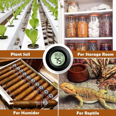 Reptile Thermometer and Humidity Gauge,2PCS Digital Hygrometer Adhesive Reptile Terrarium Hydrometer,Bearded Dragon Tank Accessories,Pet Humidity Meter Supplies for Leopard Crested Gecko,Snake,Lizard in Kuwait