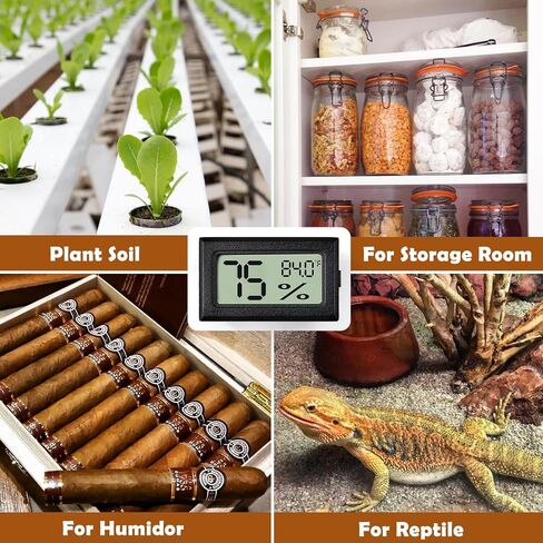 Reptile Thermometer and Humidity Gauge,2PCS Digital Hygrometer Adhesive Reptile Terrarium Hydrometer,Bearded Dragon Tank Accessories,Pet Humidity Meter Supplies for Leopard Crested Gecko,Snake,Lizard in Kuwait