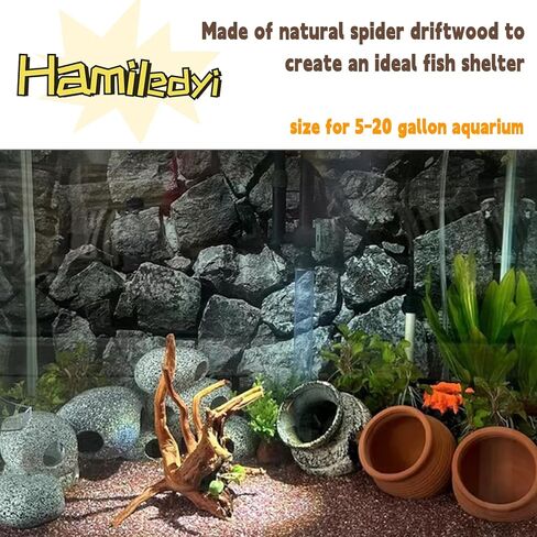 Hamiledyi 5PCS Driftwood for Aquarium 7-9inch Natural Reptile Spider Wood Assorted Branches Aquarium Decoration Fish Tank Ornament Decor. in Kuwait