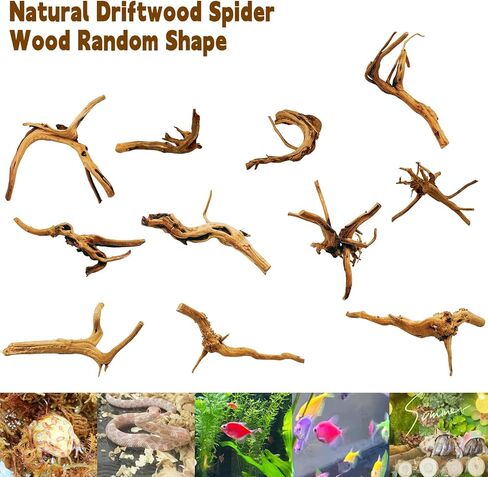 Hamiledyi 5PCS Driftwood for Aquarium 7-9inch Natural Reptile Spider Wood Assorted Branches Aquarium Decoration Fish Tank Ornament Decor. in Kuwait