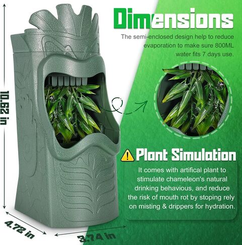Reptile Drinking Water Feeder Filtration Fountain for Chameleon Gecko Lizard and Tree Frog, Comes with Low Level Sensor and 3-Layer Filtration and 2 Filter Boxs and 2 Filter Carbon Sponge in Saudi Arabia