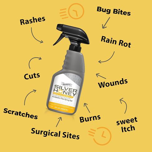 Absorbine Silver Honey Rapid Wound Repair Spray Gel 8oz Bottle, Medical Grade Manuka Honey & MicroSilver BG in Kuwait