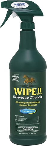 Farnam Wipe II Horse Fly Spray with Citronella, Grooming Aid and Coat Conditioner, 32 Fluid Ounces, One Quart Bottle with Trigger Sprayer in Saudi Arabia