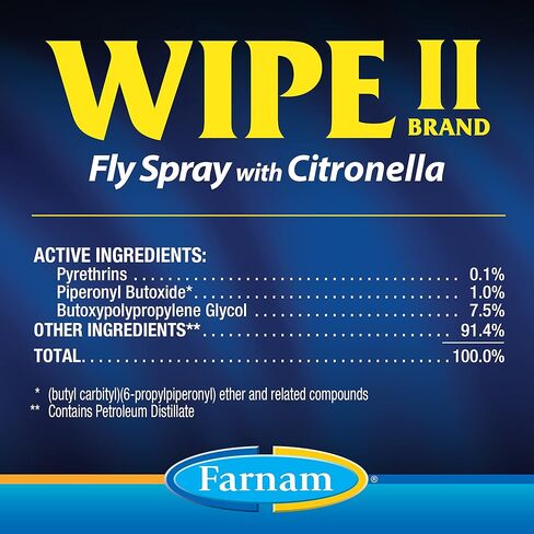 Farnam Wipe II Horse Fly Spray with Citronella, Grooming Aid and Coat Conditioner, 32 Fluid Ounces, One Quart Bottle with Trigger Sprayer in Saudi Arabia