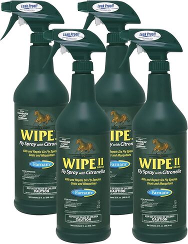 Farnam Wipe II Horse Fly Spray with Citronella, Grooming Aid and Coat Conditioner, 32 Fluid Ounces, One Quart Bottle with Trigger Sprayer in Saudi Arabia