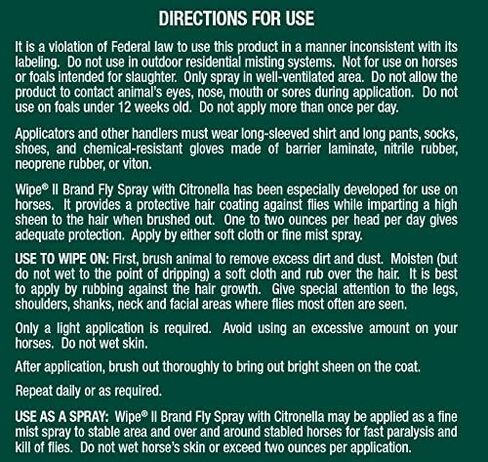 Farnam Wipe II Horse Fly Spray with Citronella, Grooming Aid and Coat Conditioner, 32 Fluid Ounces, One Quart Bottle with Trigger Sprayer in Saudi Arabia