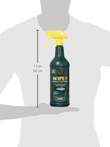 Farnam Wipe II Horse Fly Spray with Citronella, Grooming Aid and Coat Conditioner, 32 Fluid Ounces, One Quart Bottle with Trigger Sprayer in Saudi Arabia