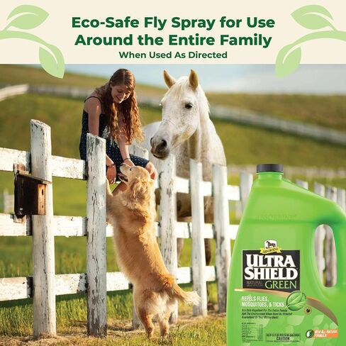 Absorbine UltraShield Green All-Natural Fly & Insect Repellent for Horses & Dogs, Essential Oils Repel & Control, 128oz Bottle, No Sprayer in Kuwait
