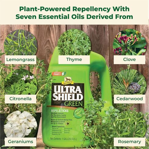 Absorbine UltraShield Green All-Natural Fly & Insect Repellent for Horses & Dogs, Essential Oils Repel & Control, 128oz Bottle, No Sprayer in Kuwait