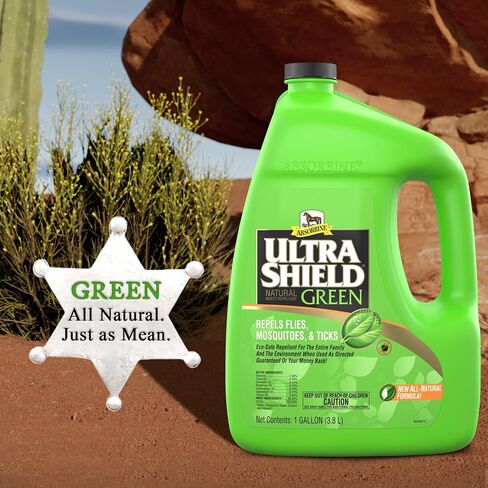 Absorbine UltraShield Green All-Natural Fly & Insect Repellent for Horses & Dogs, Essential Oils Repel & Control, 128oz Bottle, No Sprayer in Kuwait