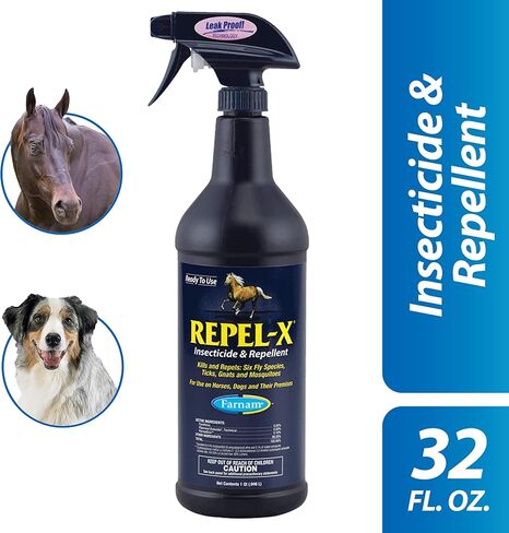 Farnam Repel-X Ready-To-Use Fly Spray, Insecticide And Repellent For Horses And Dogs, 32 Fluid Ounces, 1 Quart Bottle With Trigger Sprayer in Saudi Arabia