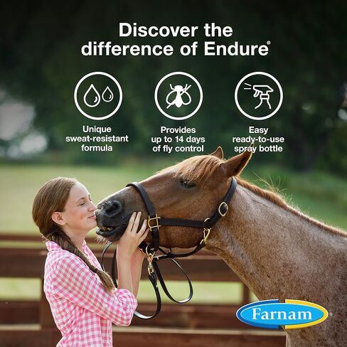 Farnam Endure Sweat-Resistant Horse Fly Spray, Kills, Repels, Protects, 32 Ounces, Quart Spray in Kuwait