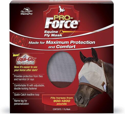 Pro-Force Equine Fly Mask | Horse Fly Mask with UV Protection | Adjustable Fit for Comfort | Without Ears, Brown in Kuwait