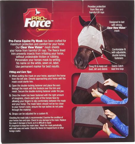 Pro-Force Equine Fly Mask | Horse Fly Mask with UV Protection | Adjustable Fit for Comfort | Without Ears, Brown in Kuwait