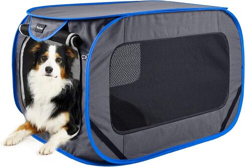Large Pop Up Kennel,Collapsible Travel Pet Crate, Indoor and Outdoor Portable Dog Enclosure, Portable Pet Car Seat Kennel (Grey, Large) in Saudi Arabia
