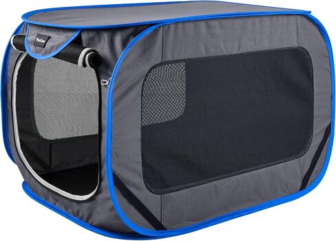 Large Pop Up Kennel,Collapsible Travel Pet Crate, Indoor and Outdoor Portable Dog Enclosure, Portable Pet Car Seat Kennel (Grey, Large) in Saudi Arabia
