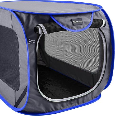 Large Pop Up Kennel,Collapsible Travel Pet Crate, Indoor and Outdoor Portable Dog Enclosure, Portable Pet Car Seat Kennel (Grey, Large) in Saudi Arabia