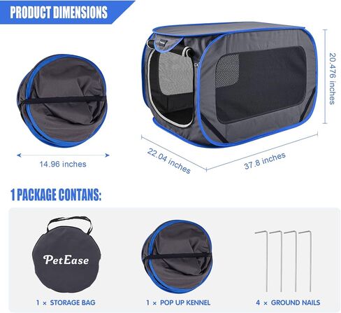 Large Pop Up Kennel,Collapsible Travel Pet Crate, Indoor and Outdoor Portable Dog Enclosure, Portable Pet Car Seat Kennel (Grey, Large) in Saudi Arabia
