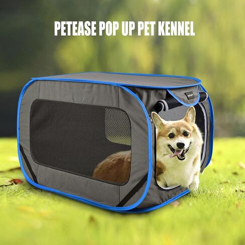 Large Pop Up Kennel,Collapsible Travel Pet Crate, Indoor and Outdoor Portable Dog Enclosure, Portable Pet Car Seat Kennel (Grey, Large) in Saudi Arabia