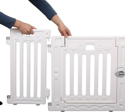 BIRDROCK HOME Dog Playpen w/Door, 12 Panel, 25.6in H | Strong Plastic, Non-Slip Puppy Playpen, Secure Pet Gate | Indoor Outdoor Fence | Configurable Panels | Small to Medium Pets - White in Saudi Arabia