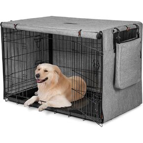 600D Dog Crate Cover, Waterproof Pet Kennel Cover with Storage Bag Cover Fit for 30 Inch Wire Crate Dog Cage, 30 Inches, Black