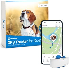 Tractive GPS Dog Tracker | Real-time Pet Location Tracker | Health & Wellness Alerts | Virtual Fence for Dogs | Dog Collar Attachment (White)